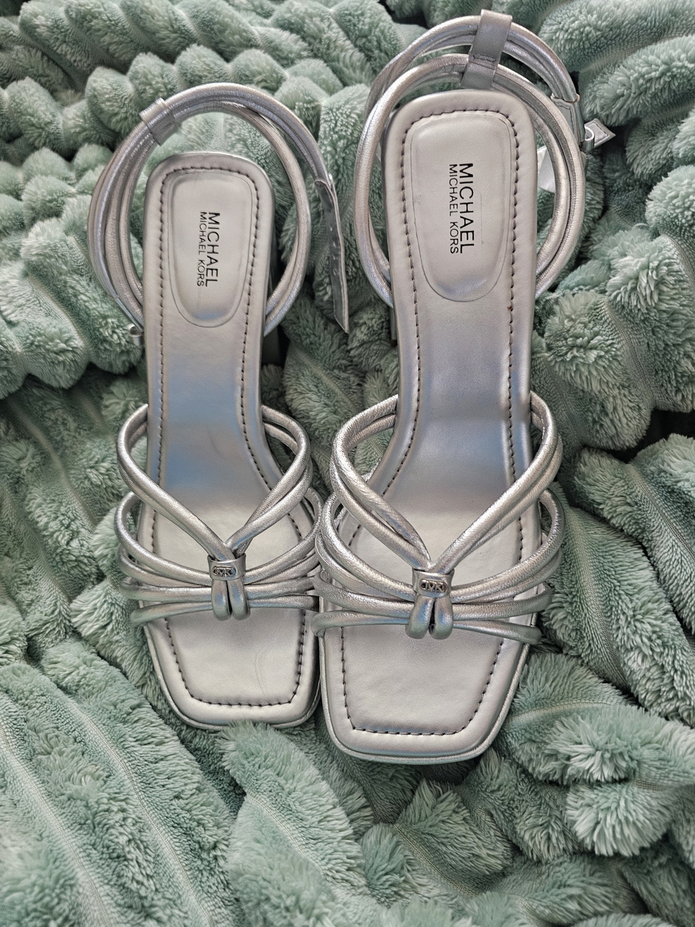 Michael Kors Silver Strappy Square-Toe Sandals